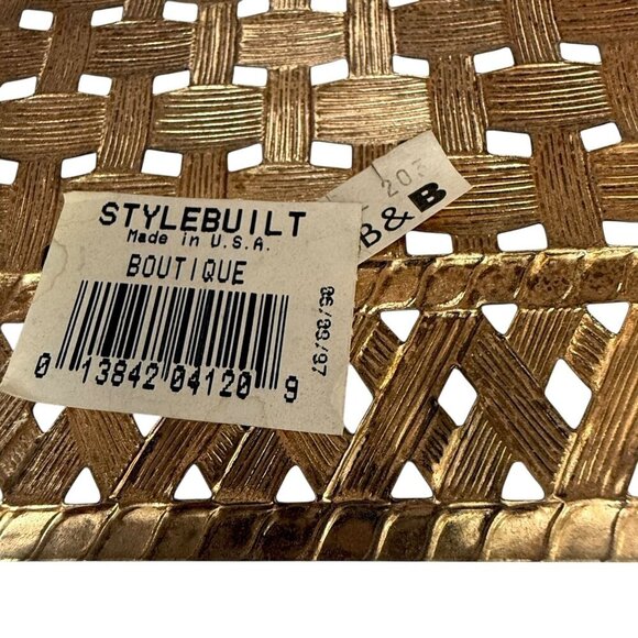 Vintage Tissue Box Holder Stylebuilt Metal Basketweave Goldtone Bath Accessory - Picture 4 of 9